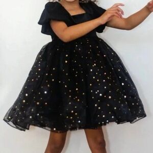Holly and Bloom Taylor Joelle Black Velvet Dress with Gold Star Layered Tulle 8